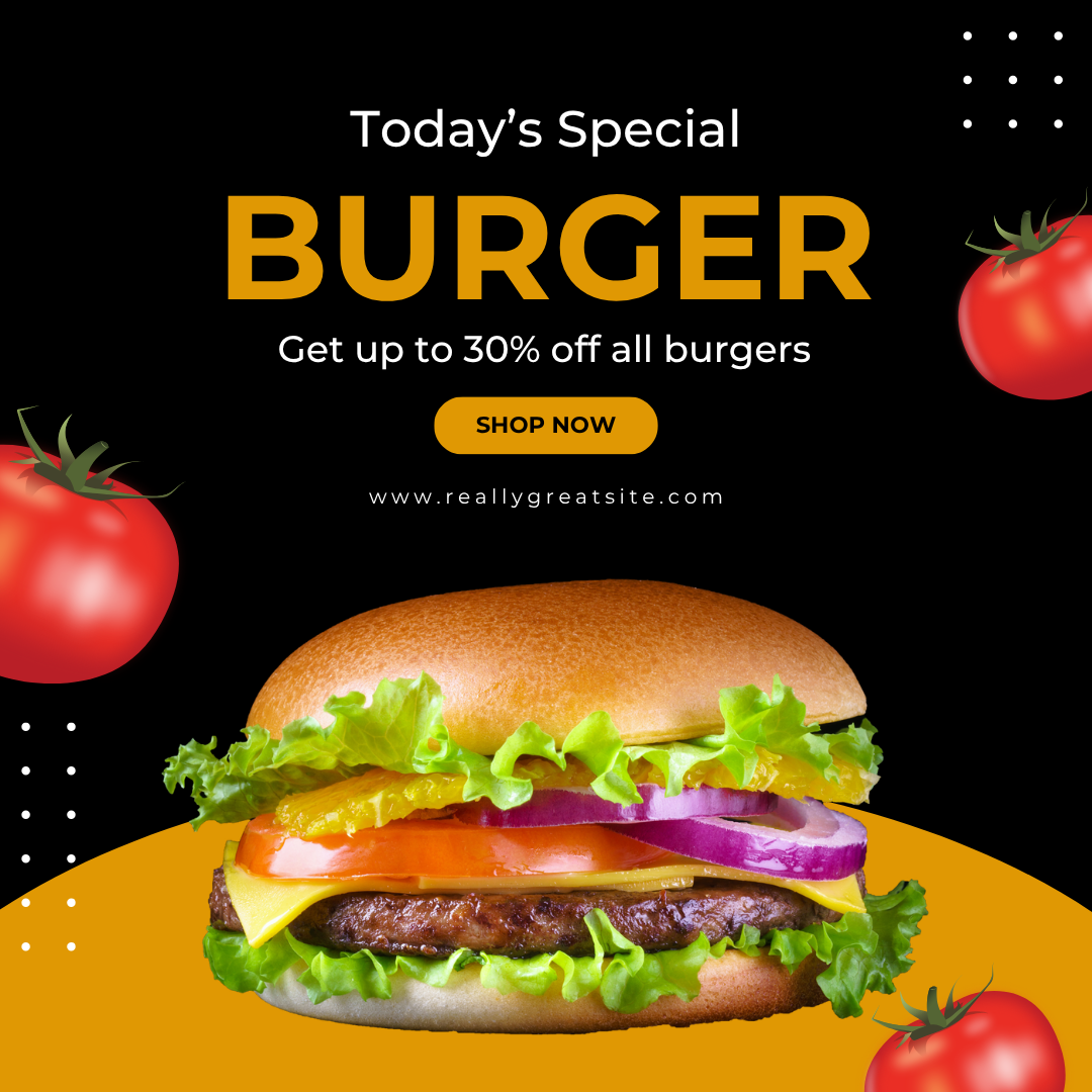 Black And Orange Illustrative Burger Food Instagram Post